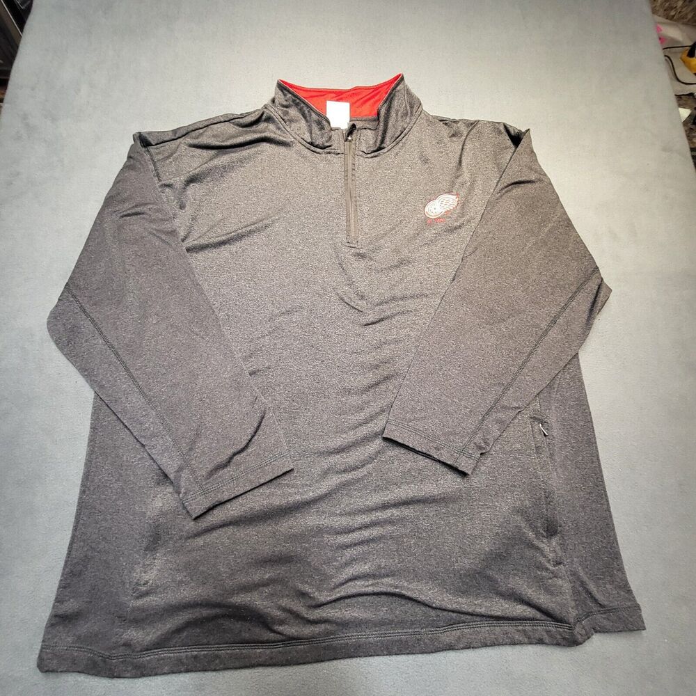 Red Wings‎ Pullover Mens 2XL Gray Long Sleeve Quarter Zip Detroit NHL